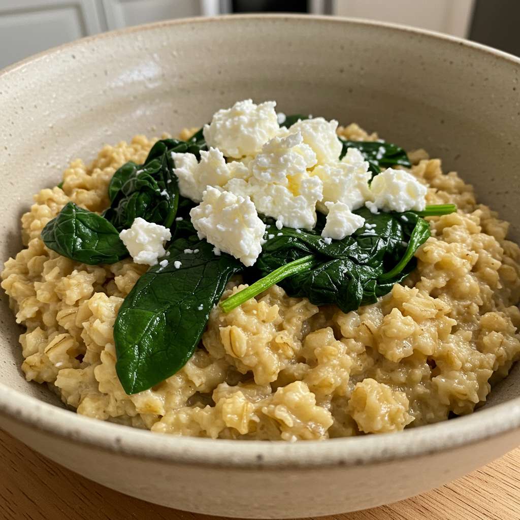 Savory Oatmeal with Spinach and Feta