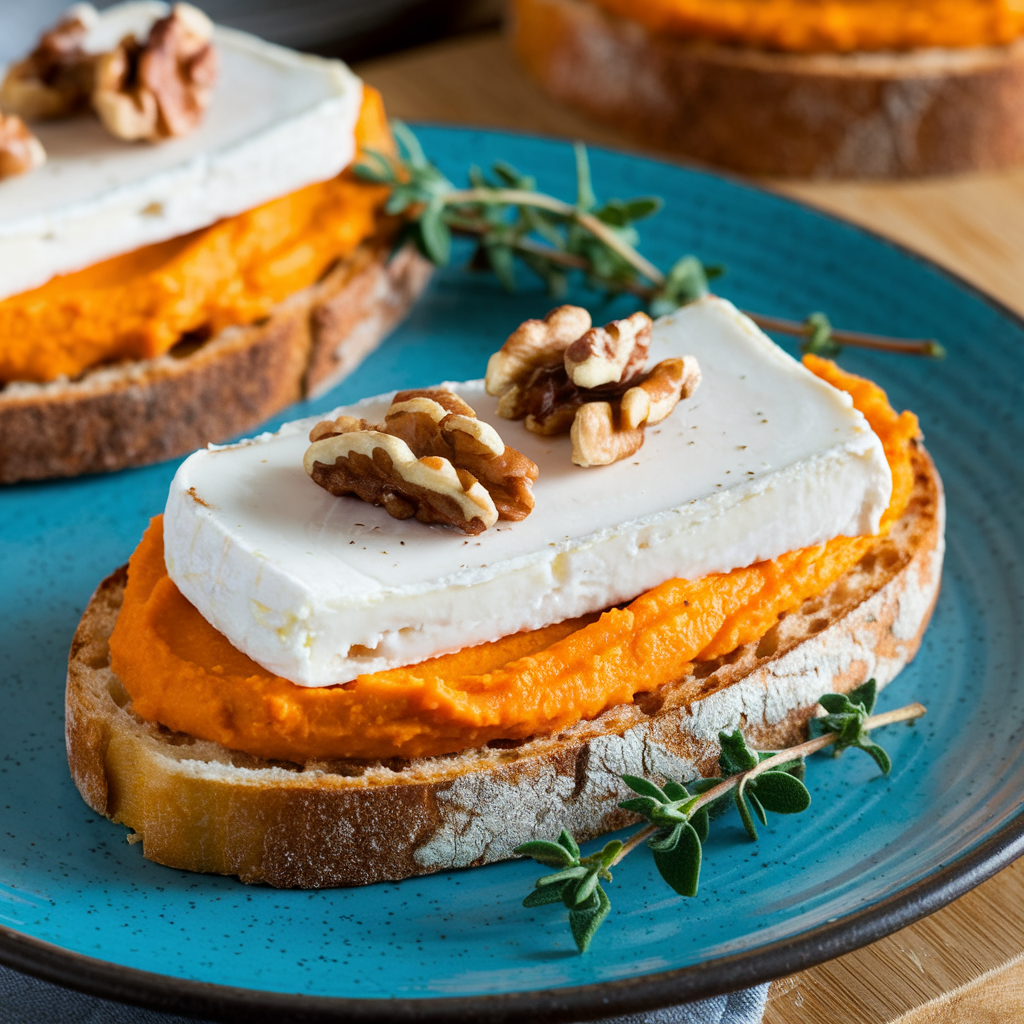 Sweet Potato and Goat Cheese Crostini