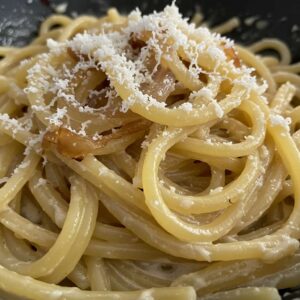 Creamy Parmesan Egg Pasta with Onions