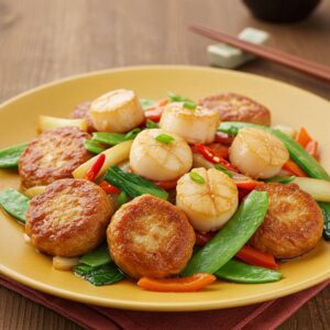 Fishcakes and Scallops Stir Fry