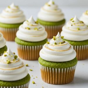 Pistachio Cupcakes with Italian Meringue Buttercream